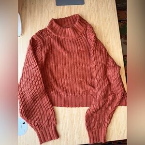 Chunky Turtleneck Pullover Sweater - Rust